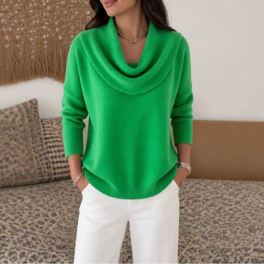 Pull drapé à col cheminée | Agueda