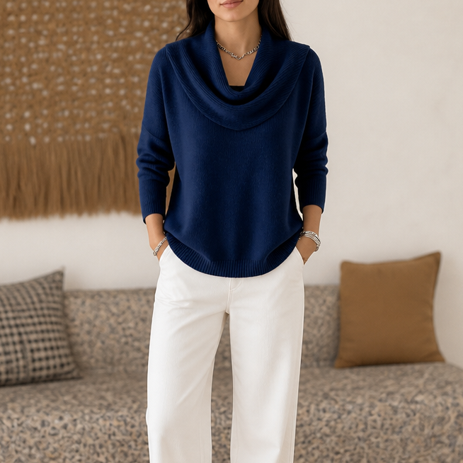 Pull drapé à col cheminée | Agueda